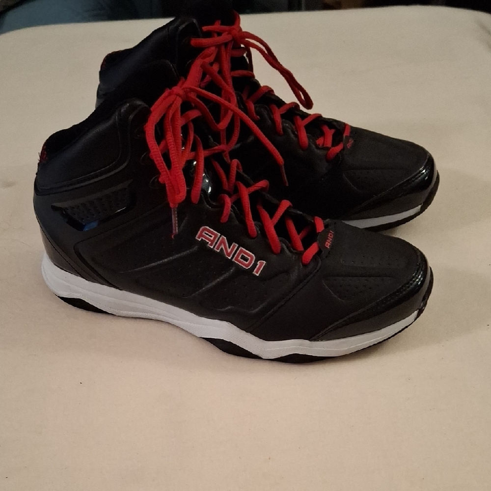 AND1 Black Sneakers with Red Laces